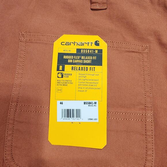 CARHARTT 46 Rugged Flex Relaxed Fit 8 ''Canvas Shorts W46'' x 21'' - Picture 6 of 9